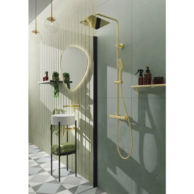 Shower column with bathtub mixer thermostatic