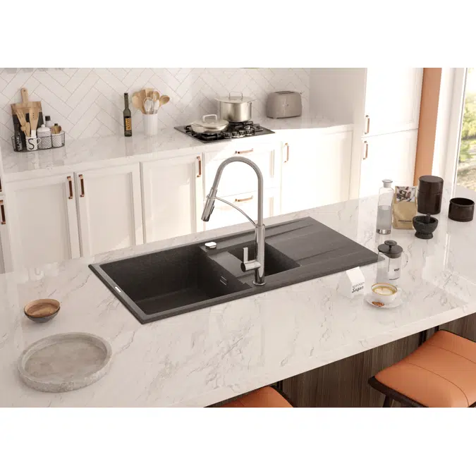 Eridan, Granite sink, 1.5-bowl with drainer