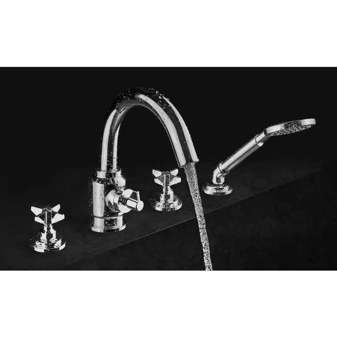 Temisto, Bath mixer, 4-hole, with shower set