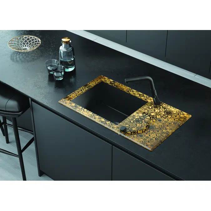Capella Precious, Glass-Granite sink, 1-bowl with drainer