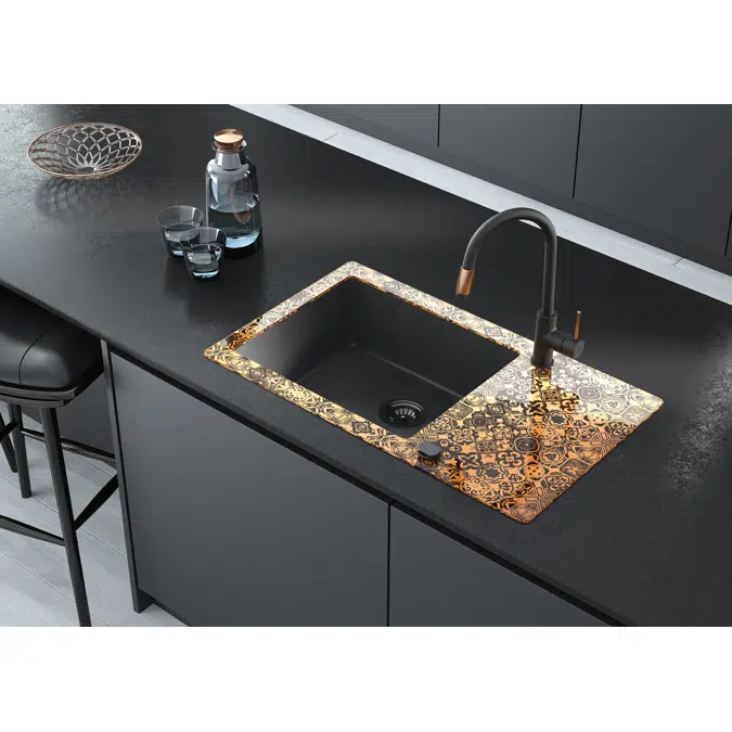 Capella Precious, Glass-Granite sink, 1-bowl with drainer