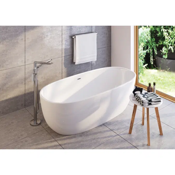 Alpinia, Acrylic bathtub freestanding oval - 150 cm