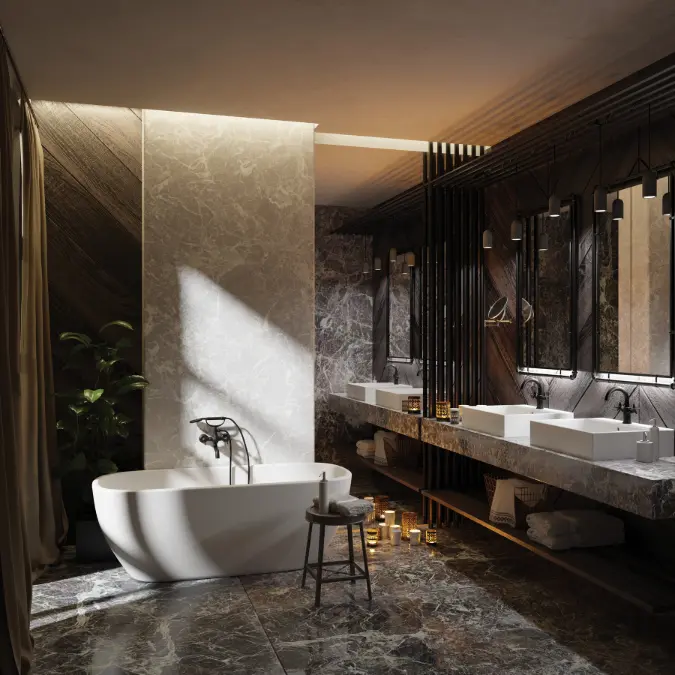 Temisto, Bath mixer, with shower set
