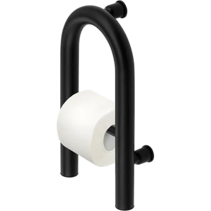 Vital wall-mounted steel grab bar with space for toilet paper
