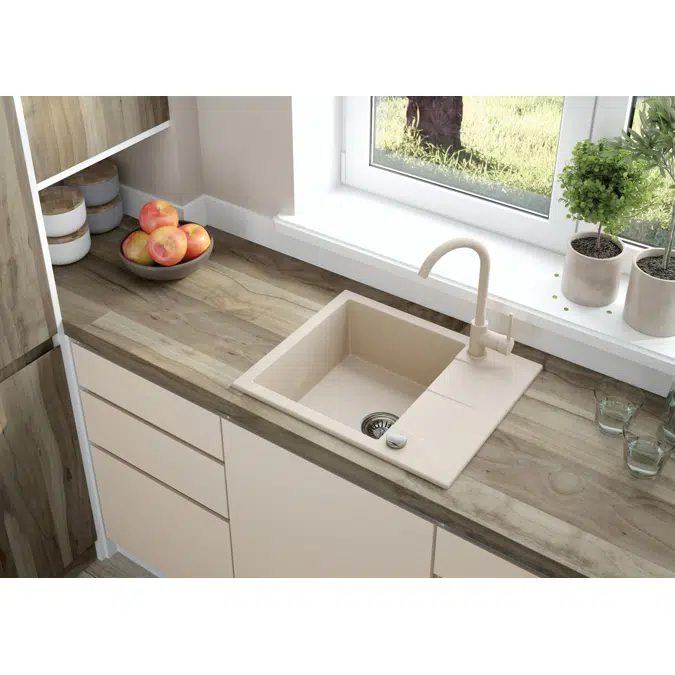 Andante, Granite sink, 1-bowl with drainer