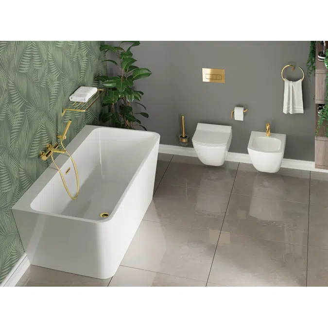 Hiacynt, Acrylic bathtub back-to-wall/freestanding rectangular - 160 cm