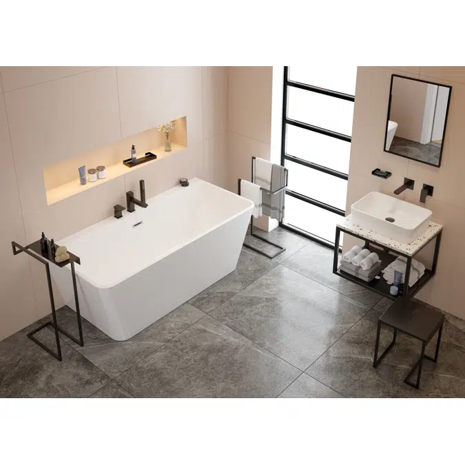 Hiacynt, Acrylic bathtub back-to-wall/freestanding rectangular - 160 cm