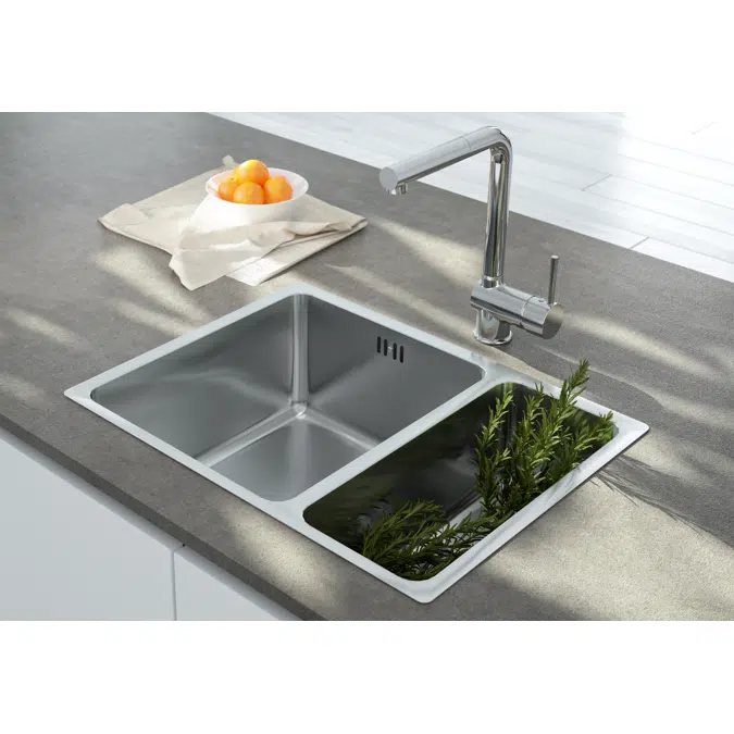 Egeria, Steel sink 1.5-bowl undermount