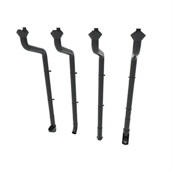 Round downpipe system 75 for half round gutter 125