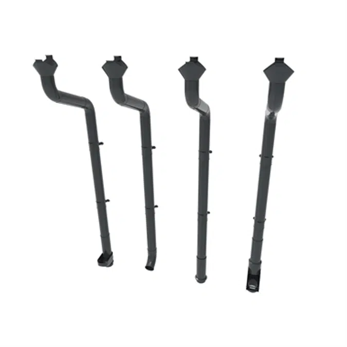 Round downpipe system 75 for half round gutter 125