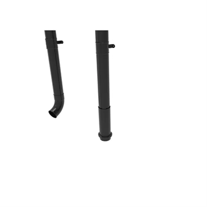 Round downpipe system 120 for half round gutter 190