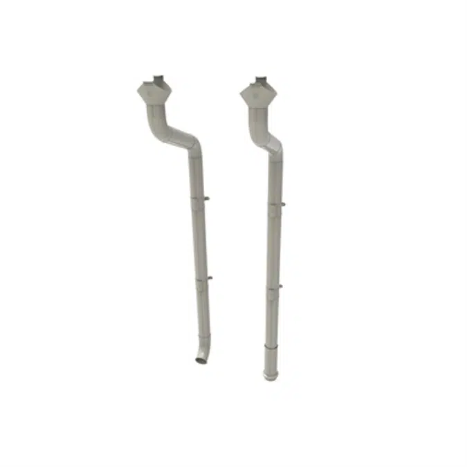 Round downpipe system 120 for half round gutter 190