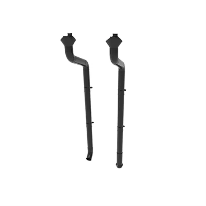 Round downpipe system 120 for half round gutter 190