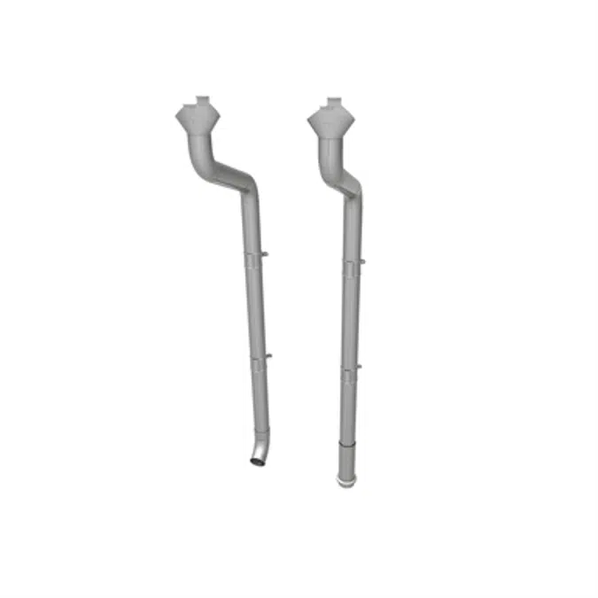 Round downpipe system 120 for half round gutter 190