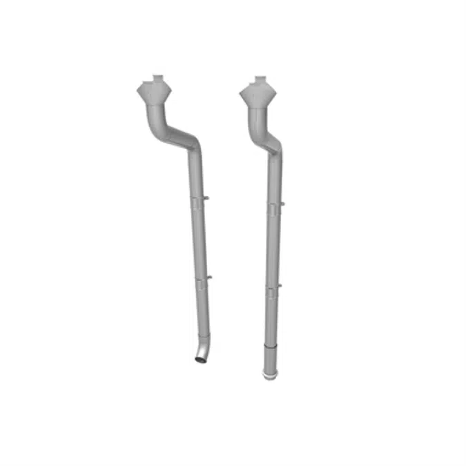 Round downpipe system 120 for half round gutter 190