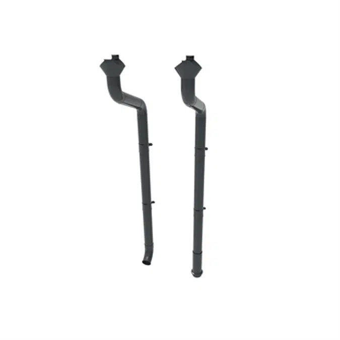 Round downpipe system 120 for half round gutter 190