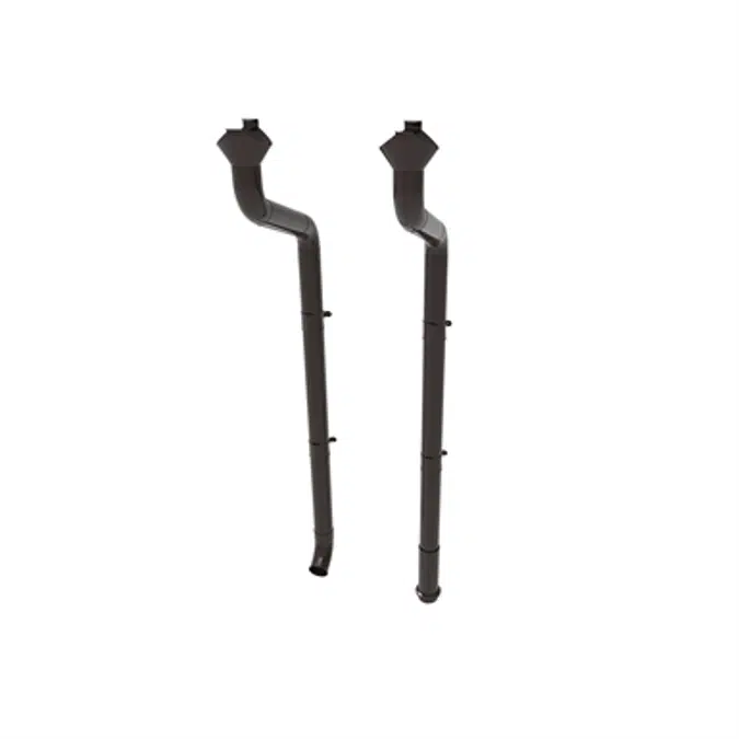 Round downpipe system 120 for half round gutter 190