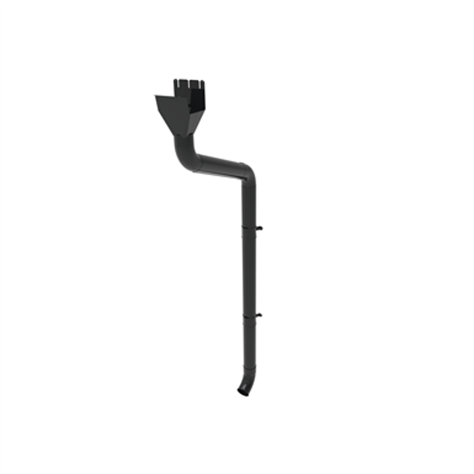 Round downpipe system 87 for rectangular gutter 140