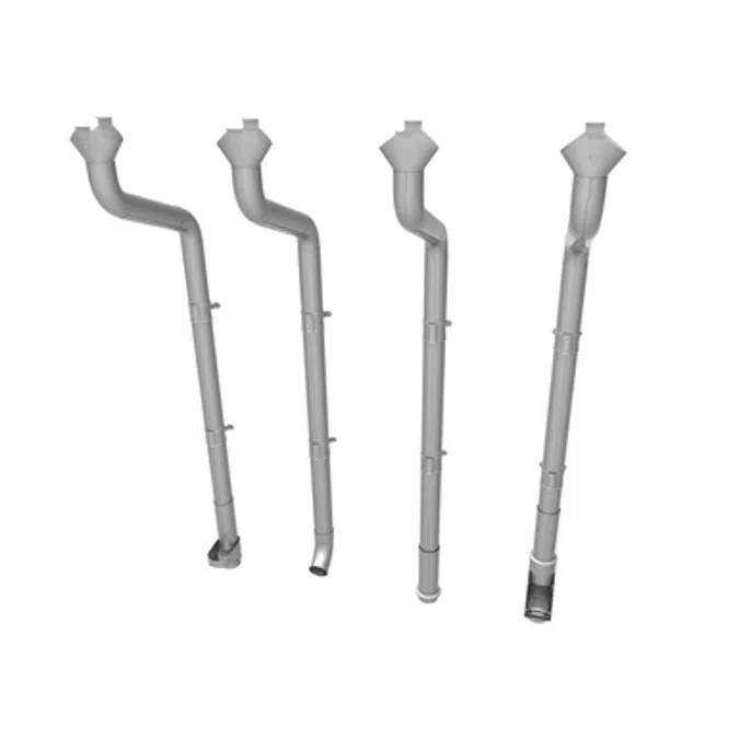 Round downpipe system 100 for half round gutter 190