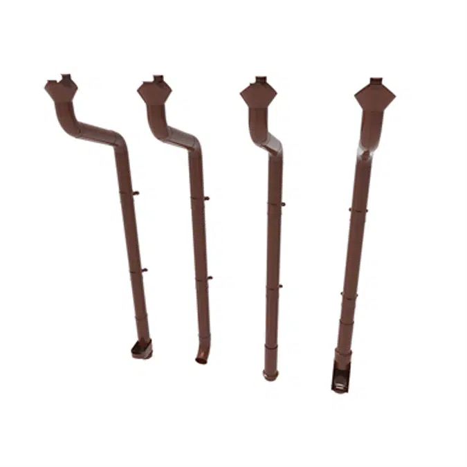 Round downpipe system 100 for half round gutter 190