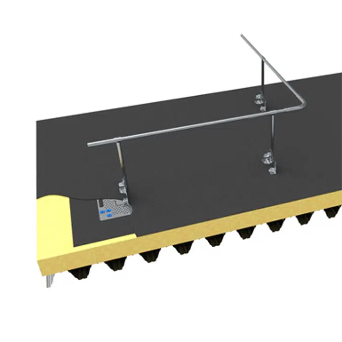 Guard rail system type L for metal and membrane roofs