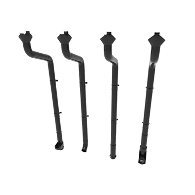 Round downpipe system 100 for half round gutter 125