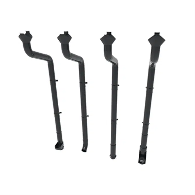 Round downpipe system 100 for half round gutter 125