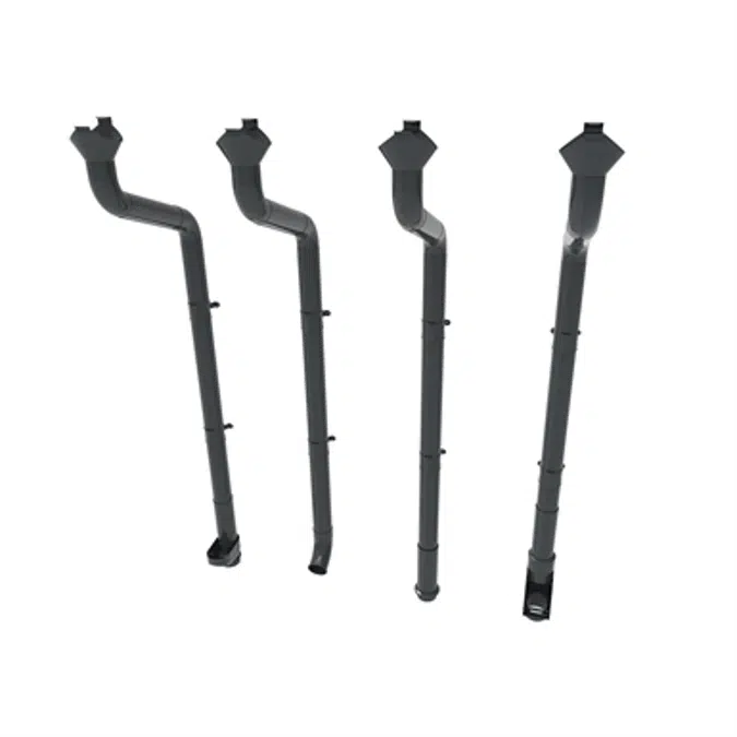 Round downpipe system 100 for half round gutter 125