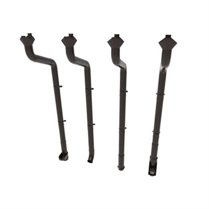 Round downpipe system 75 for half round gutter 100