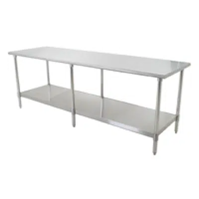 Image for Worktables with Flat Top and Stainless Steel Base with Undershelf—Budget Series