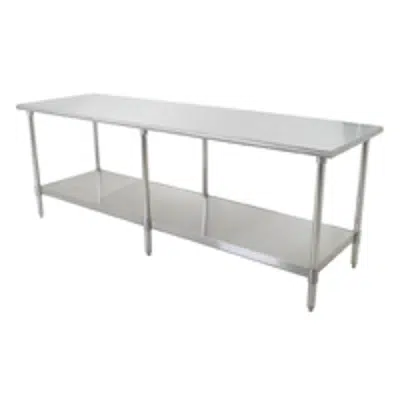 afbeelding voor Worktables with Flat Top and Stainless Steel Base with Undershelf—Budget Series