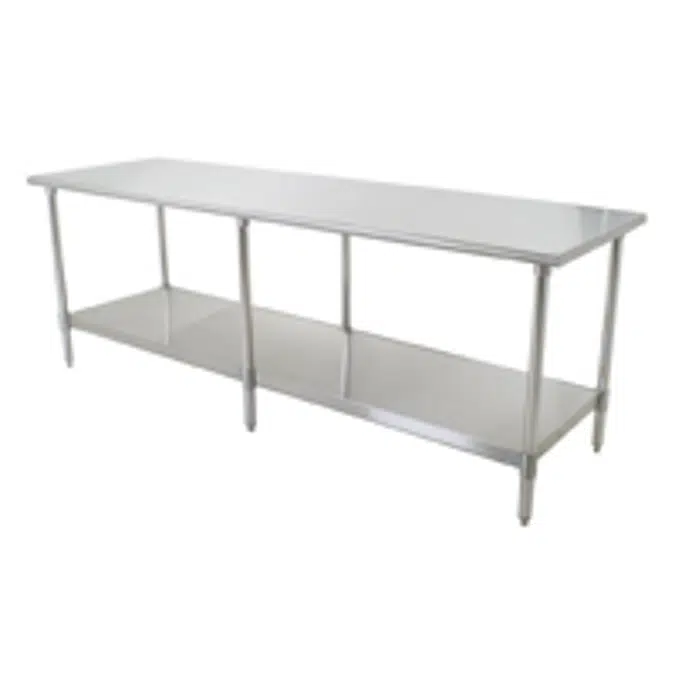 Worktables with Flat Top and Stainless Steel Base with Undershelf—Budget Series