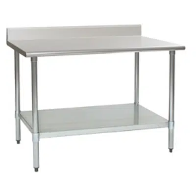 imazhi i Worktables with Backsplash and Galvanized Base with Undershelf —Budget Series