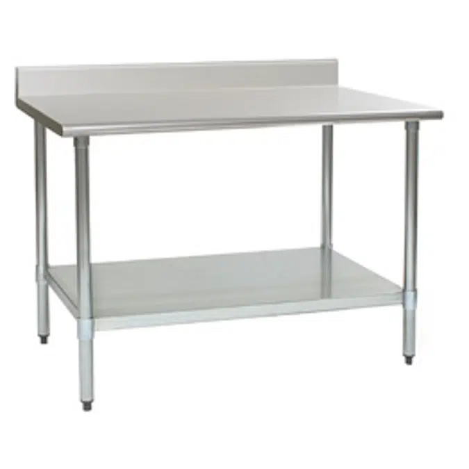 Worktables with Backsplash and Galvanized Base with Undershelf —Budget Series