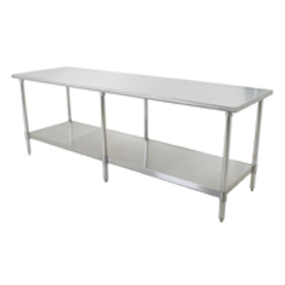 imagem para Worktables with Flat Top and Stainless Steel Base with Undershelf—Deluxe Series