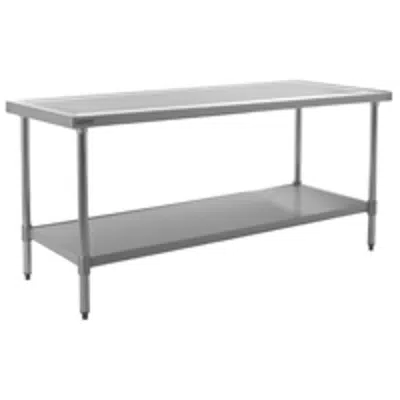 画像 Worktables with Flat Top and Stainless Steel Base with Undershelf —Spec-Master® Marine Series