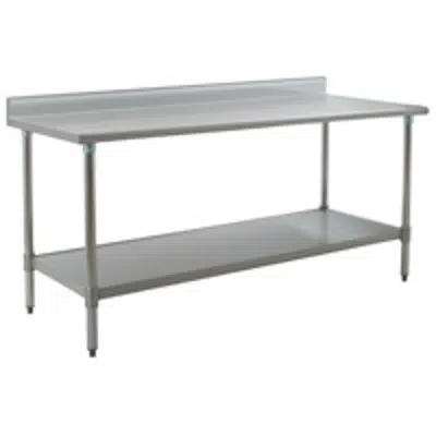 afbeelding voor Worktables with Backsplash and Stainless Steel Base with Undershelf —Budget Series