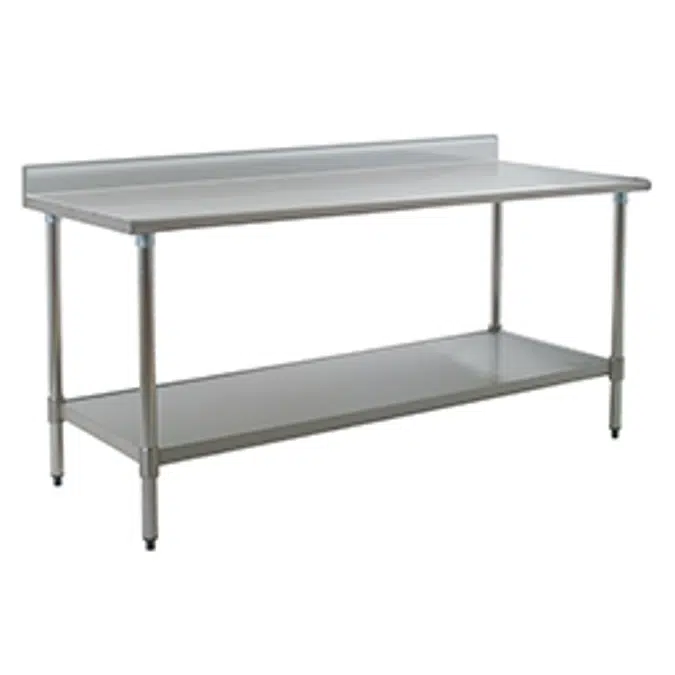 Worktables with Backsplash and Stainless Steel Base with Undershelf —Deluxe Series