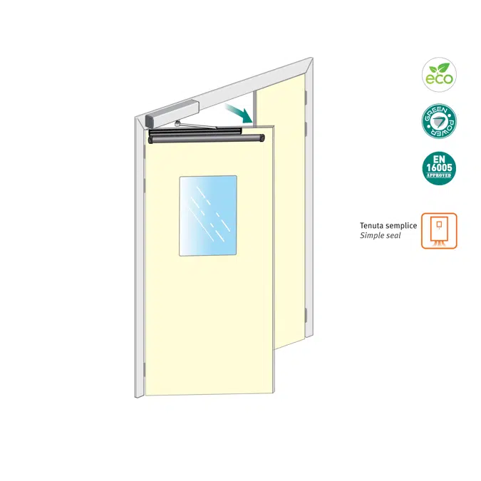 Label HB-B150-2A Automatic Simple Sealing Uneven Double Swing Door