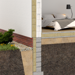 ściana zewnętrzna beton komórkowy (800) 24cm+ frontrock l