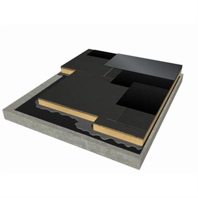 Rock Up C Soudable (FR) under bituminous membrane for flat concrete roof (with technical area)
