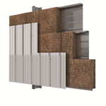 fachada bandeja metálica rockbardage con acabado metálico en vertical (es)