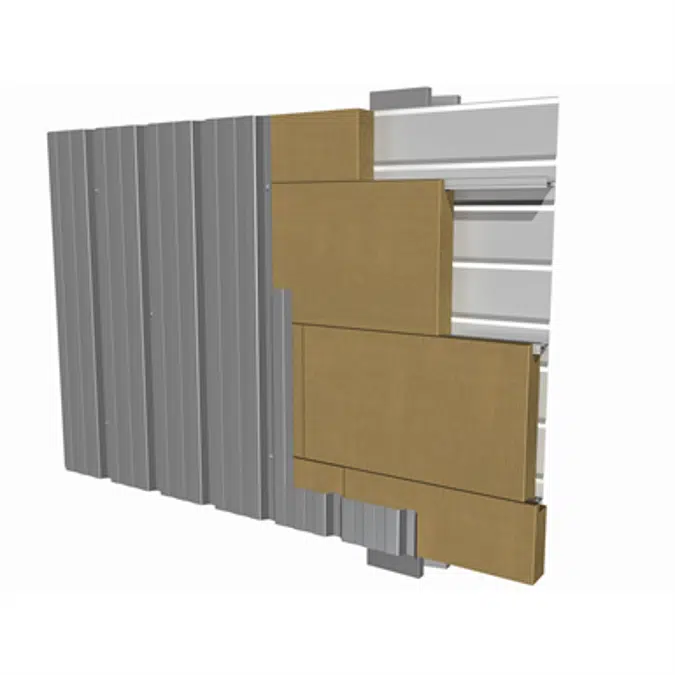 Rockbardage Nu Energy (FR) for vertical metal cladding insulation