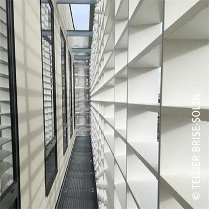 Brise-soleil entre plats pose horizontale, verticale et lames debout - Gamme Recti'Ligne