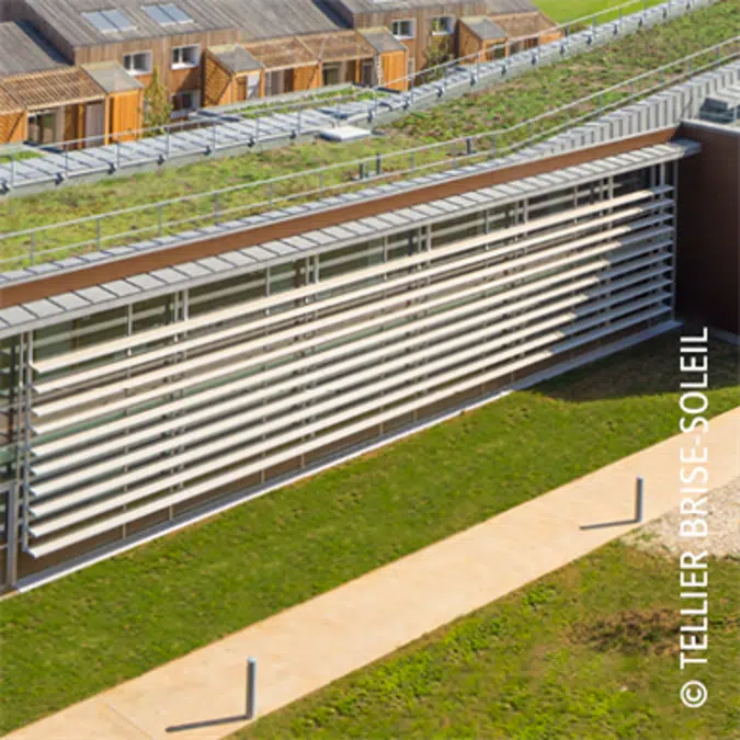 Brise-soleil par fourchettes Speed-Fix pose verticale et lames debout - Gamme Recti'Ligne