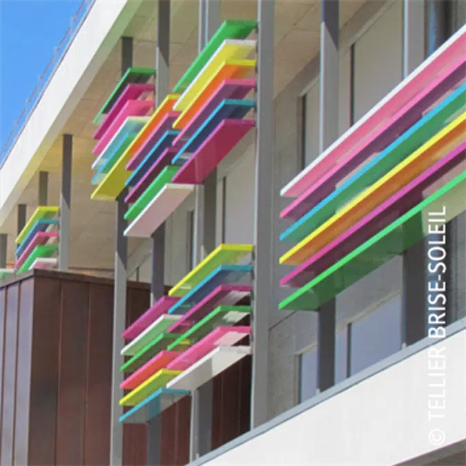 Brise-soleil par fourchettes Speed-Fix pose verticale et lames debout - Gamme Recti'Ligne