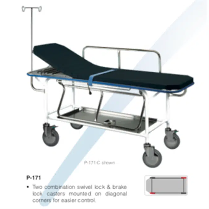 Pedigo Products P-171-C Stretcher Transport w/ 2 Diagonal Swivel-Brake Locks