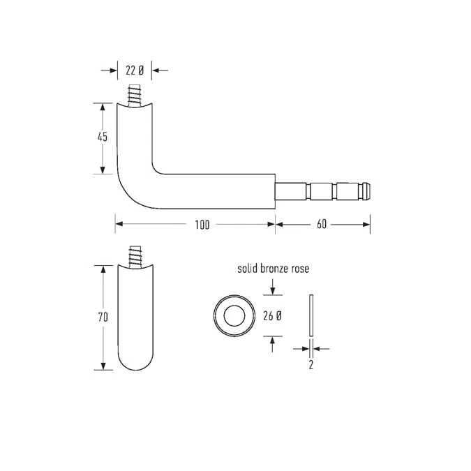 HB590 Plain Solid Bronze Stair Rail Bracket