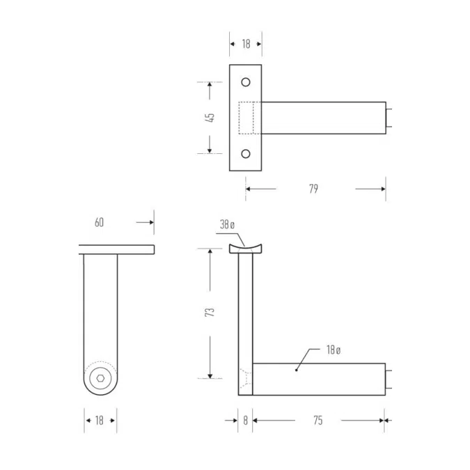 HB510 Stainless Steel "T" Stair Rail Bracket