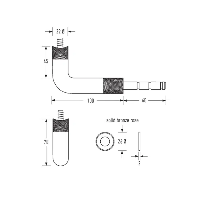 HB580 Knurled Solid Bronze Stair Rail Bracket